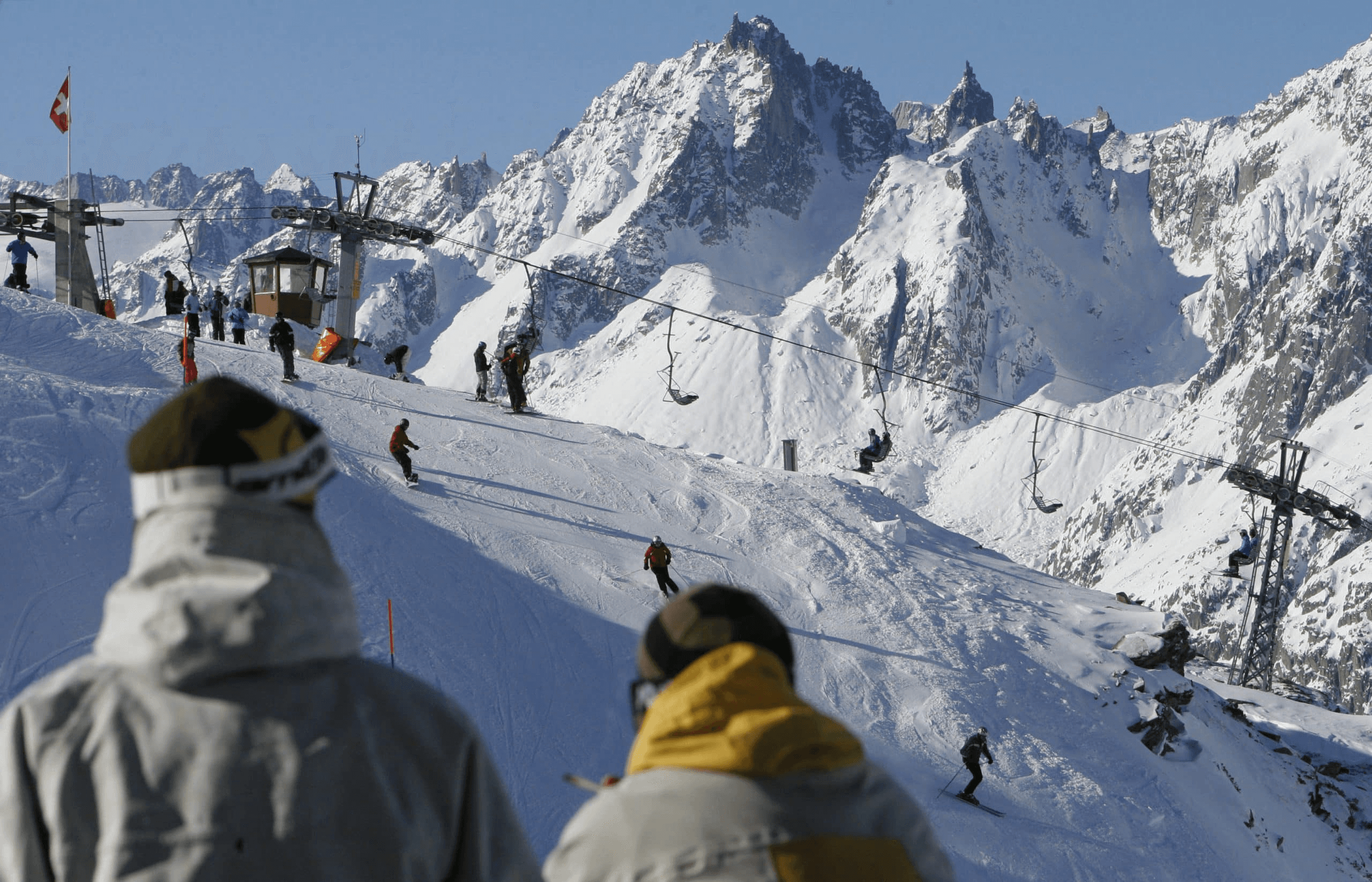 Skiers on a mountain